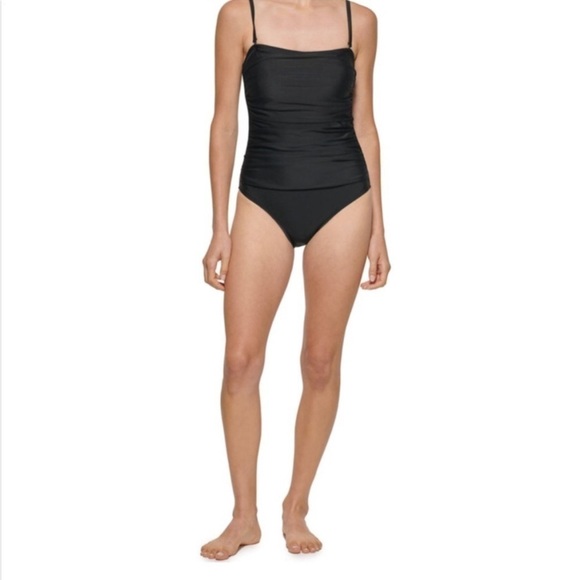 DKNY One Piece Swimsuit Black Ruched New With Tag NWT - Picture 7 of 8